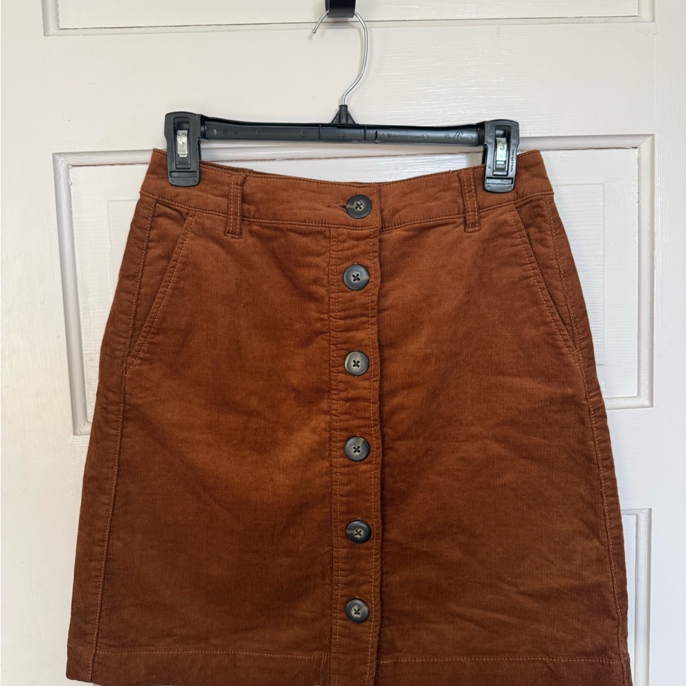 CAbi Toffee Brown Button-Front Mini Skirt